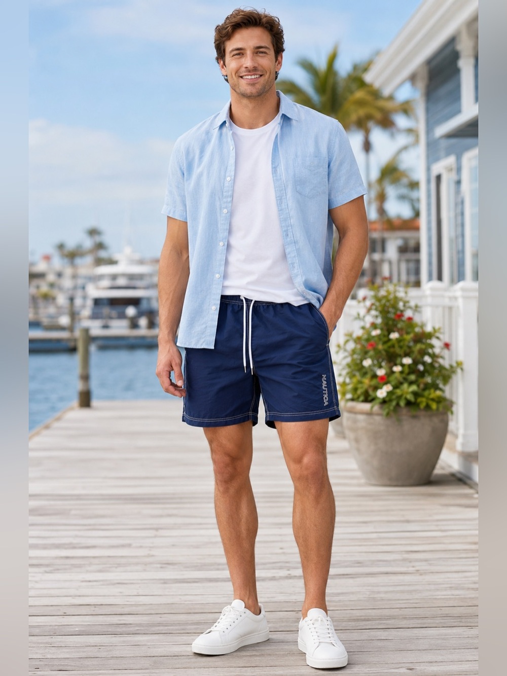 NAUTICA MENS QUICK DRY BLUE SWIM SHORTS INSIDE POCKET SIZE XL